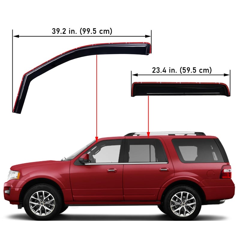 Lightronic Extra Durable Clip-on in-Channel Auto Vent Window Visor, Fits 1997-2017 Ford Expedition, 1998-2017 Lincoln Navigator, UV Protection Rain Guard, Original Wind Deflector, Dark Smoke, 4Pcs - Image 2